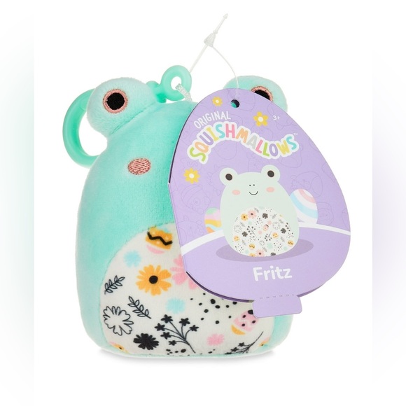 Kellytoy Fritz the Frog Squishmallow Clip-on Backpack Stuffed Plush Toy 5” - Picture 3 of 16